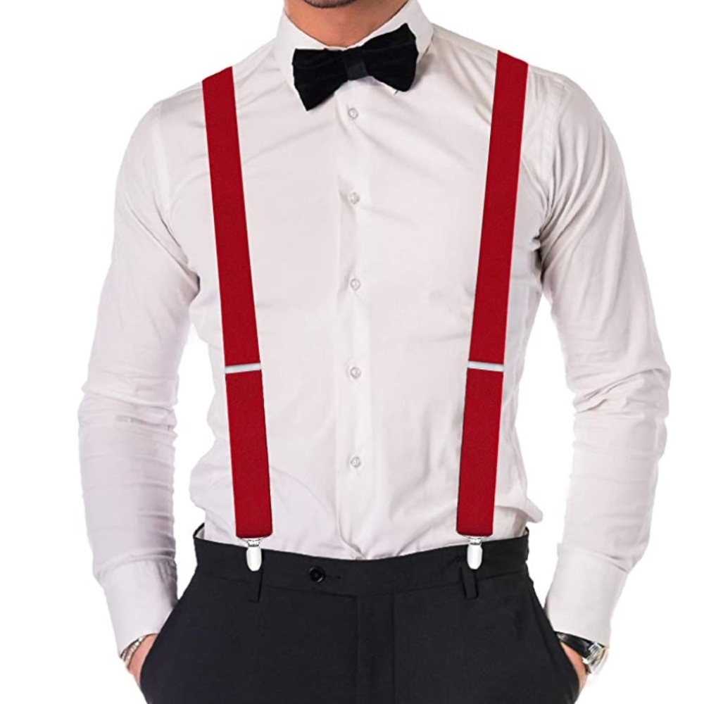 X Shape Suspenders Mens 48" Elastic Adjustable 1 1/4"